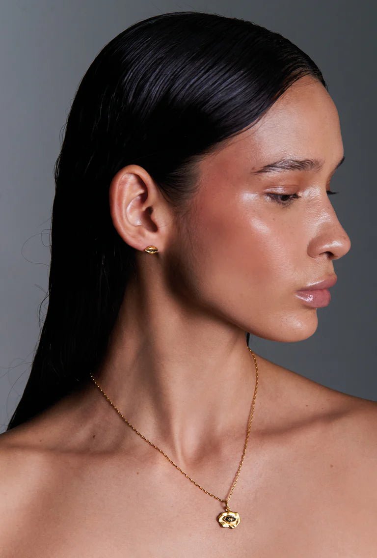 Surreal Eye Necklace - Gold by Alejandra de Coss at White Label Project