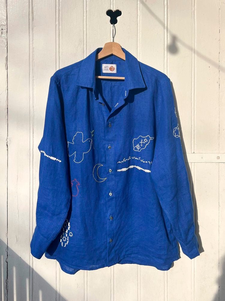 Hope Long Sleeves Shirt - Blue by Artijaan at White Label Project