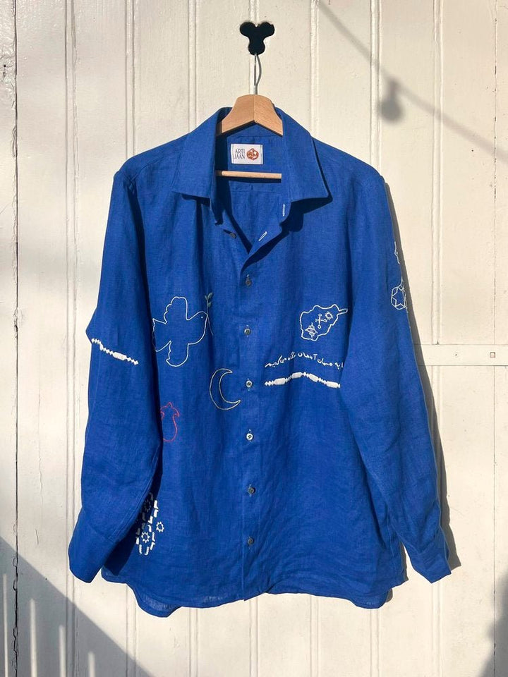 Hope Long Sleeves Shirt - Blue by Artijaan at White Label Project