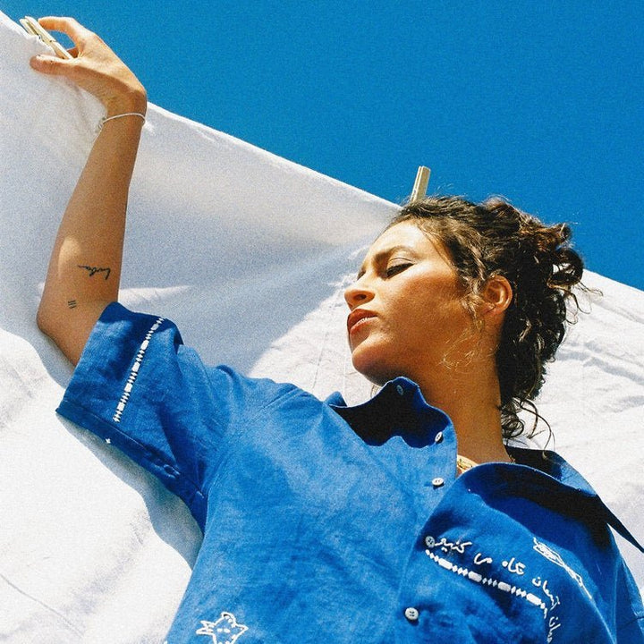 Hope Short Sleeves Shirt - Blue by Artijaan at White Label Project