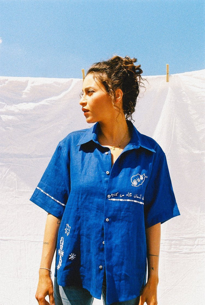 Hope Short Sleeves Shirt - Blue by Artijaan at White Label Project