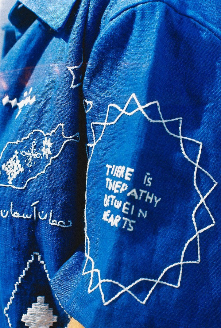 Hopeful Short Sleeves Shirt - Blue by Artijaan at White Label Project