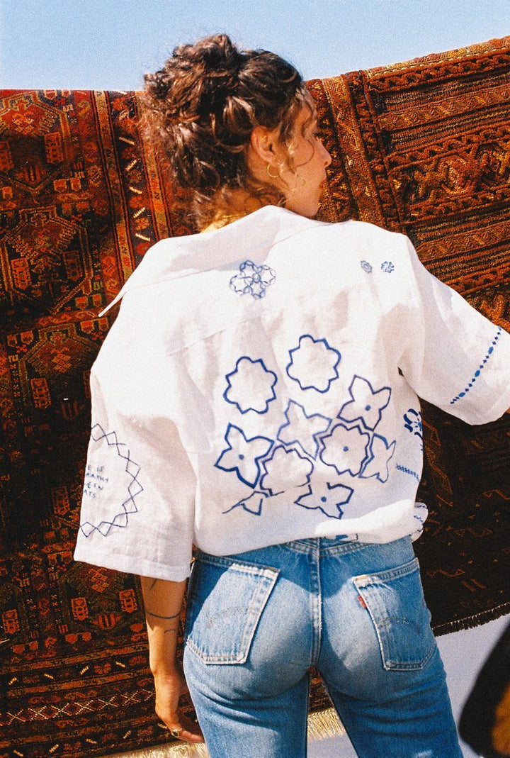 Hopeful Short Sleeves Shirt - White by Artijaan at White Label Project