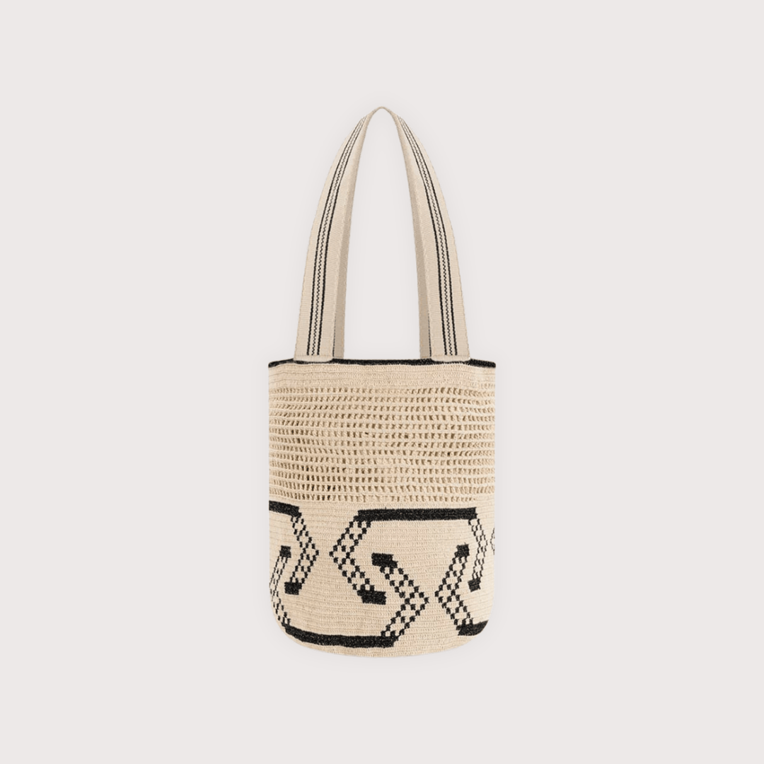 Wayuu Bag - Black and Beige - Extra Large by Delzur at White Label Project