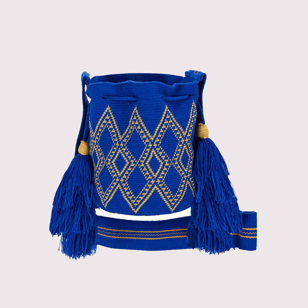 Wayuu Crossbody Bag - Dark Blue - Medium by Delzur at White Label Project