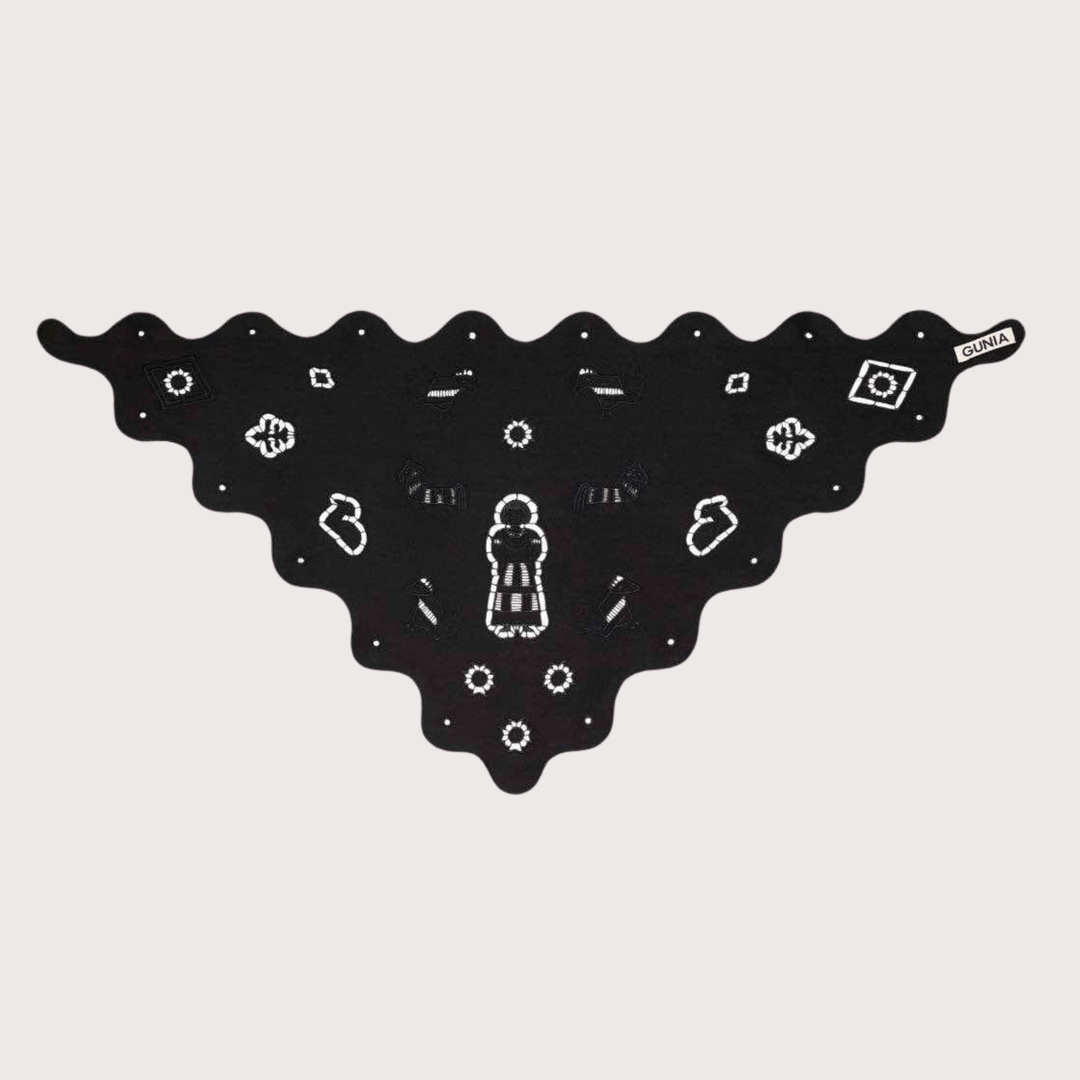 Embroidered Silk Headscarf - Black by Gunia Project at White Label Project