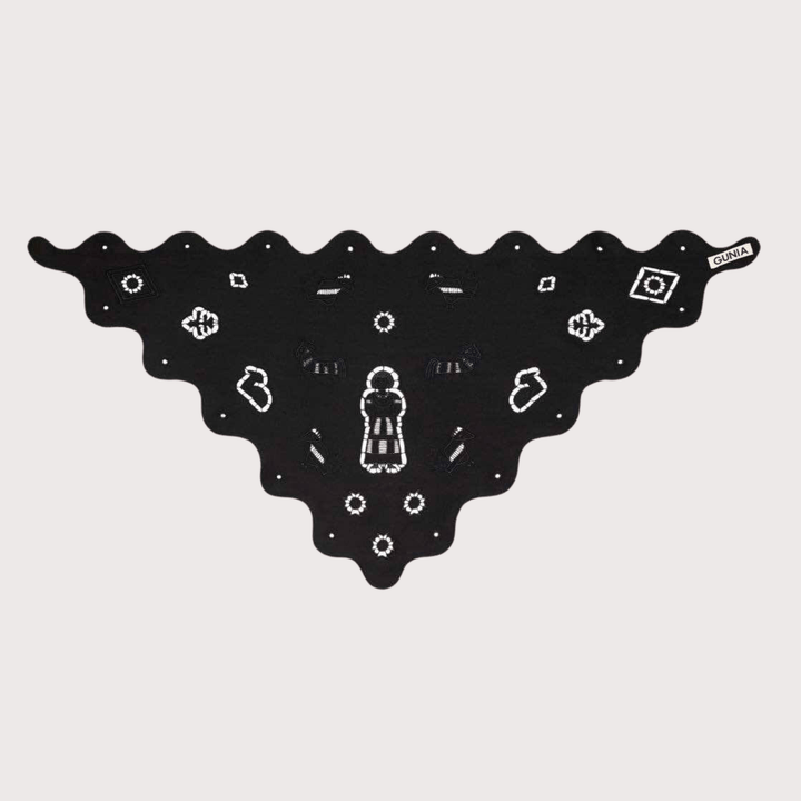 Embroidered Silk Headscarf - Black by Gunia Project at White Label Project