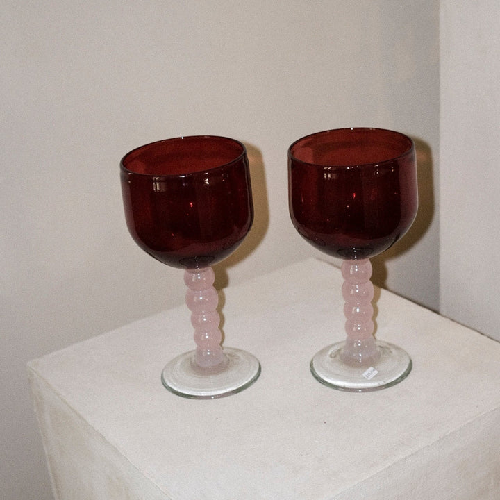 Guta Glass Goblet Set - Red by Gunia Project at White Label Project
