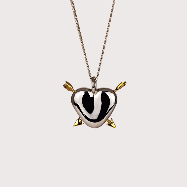 Heart - shaped Pendant with Arrows in Silver by Gunia Project at White Label Project