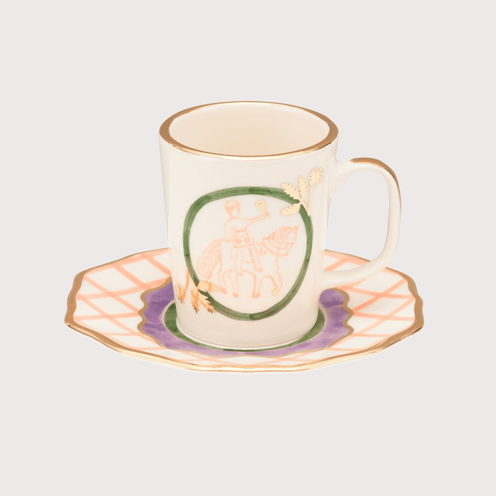Horseman Tea Cup and White Saucer Set by Gunia Project at White Label Project