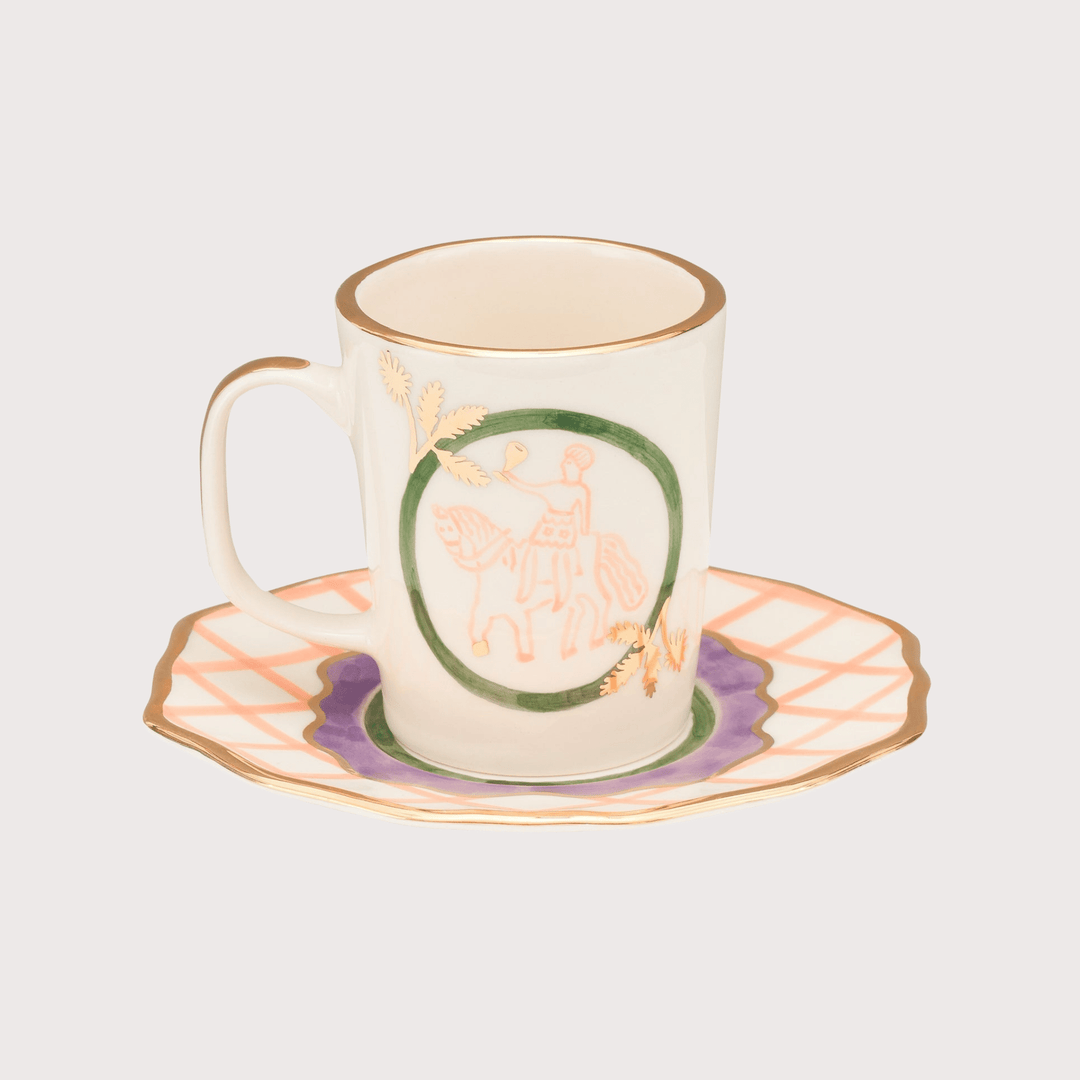 Horseman Tea Cup and White Saucer Set by Gunia Project at White Label Project