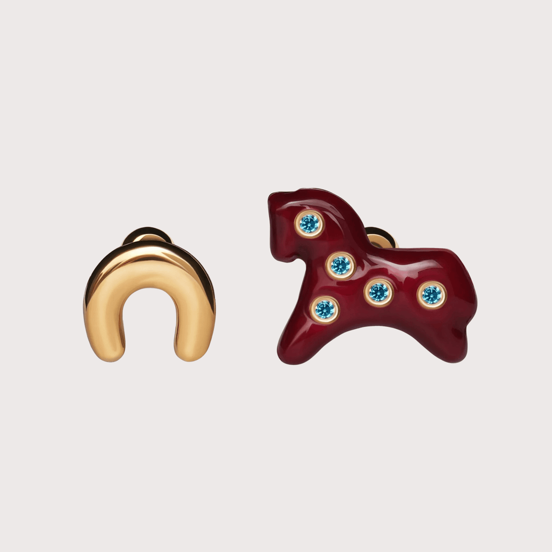 Lucky Earrings in Enamel with Gemstone by Gunia Project at White Label Project