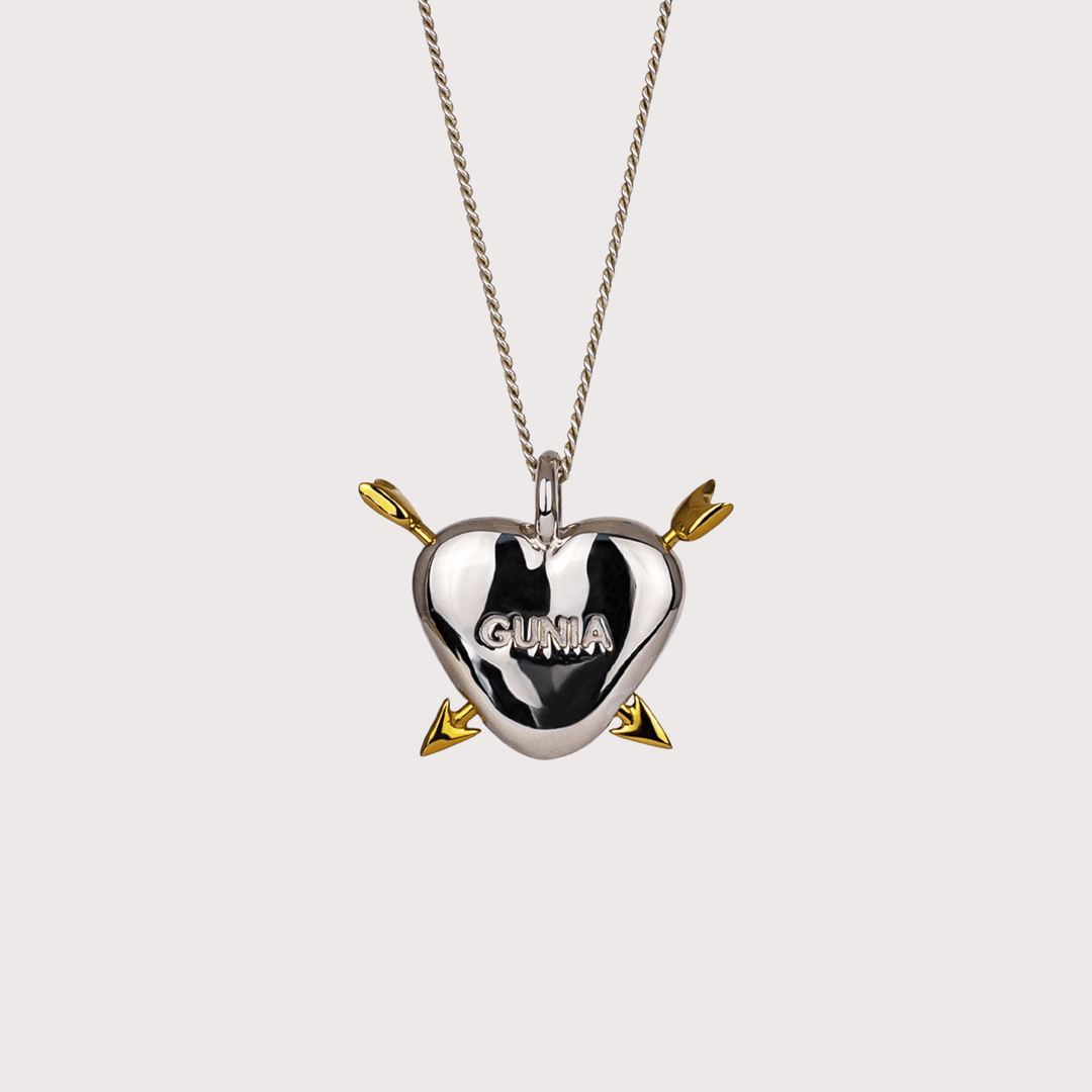 Silver Necklace with a Heart and Pendants by Gunia Project at White Label Project