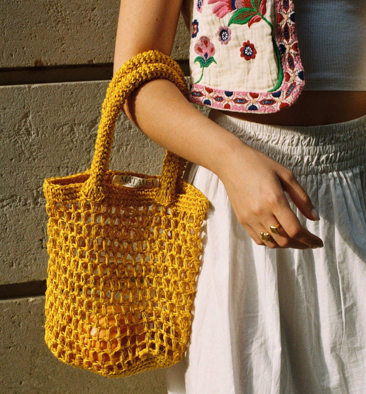 Fique Tote Dina Moreno Mini - Yellow by Matamba at White Label Project