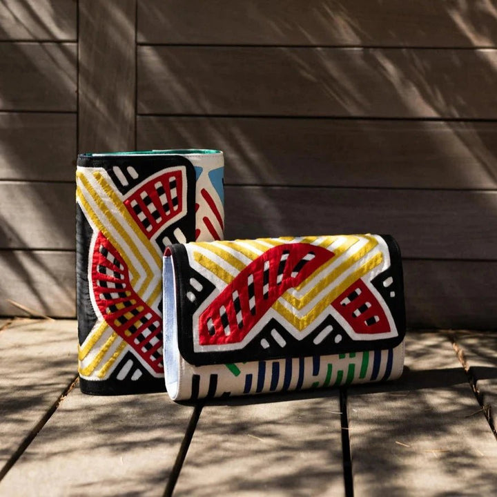 Contrasts in Red Small Kuna Bag by Mola Sasa at White Label Project