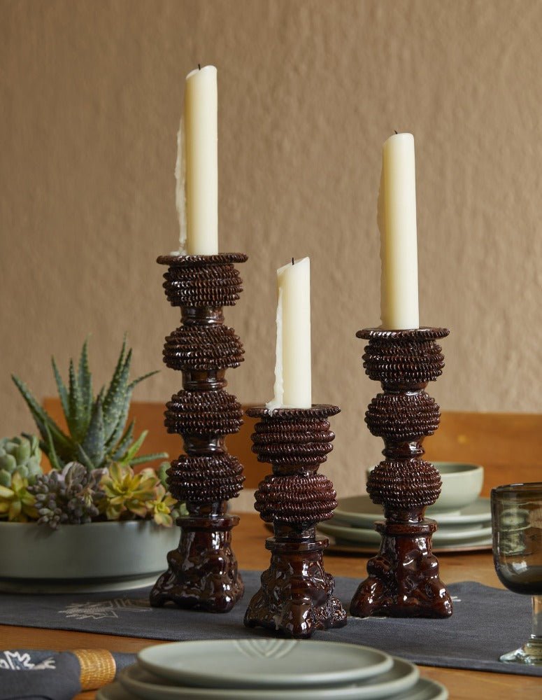 Don Pedro Candleholder - Large/Brown by Onora Casa at White Label Project