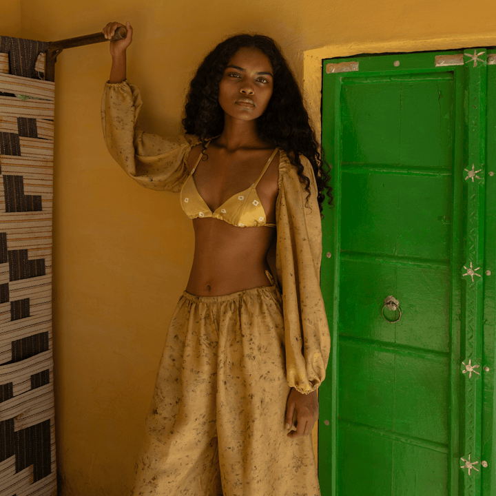 Chami Bralette - Yellow Silk by Saheli Women at White Label Project