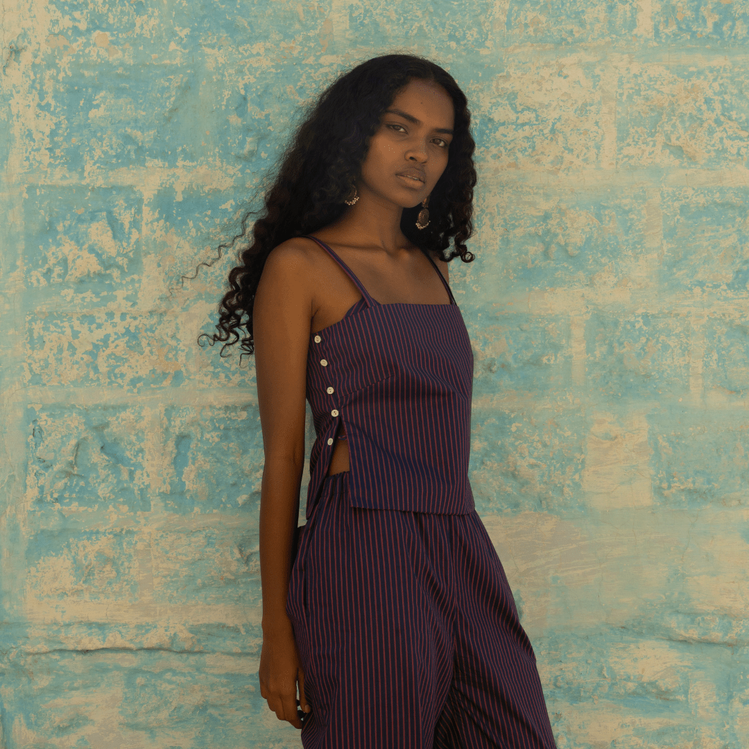 Shabnam Top - Brown/ Blue by Saheli Women at White Label Project