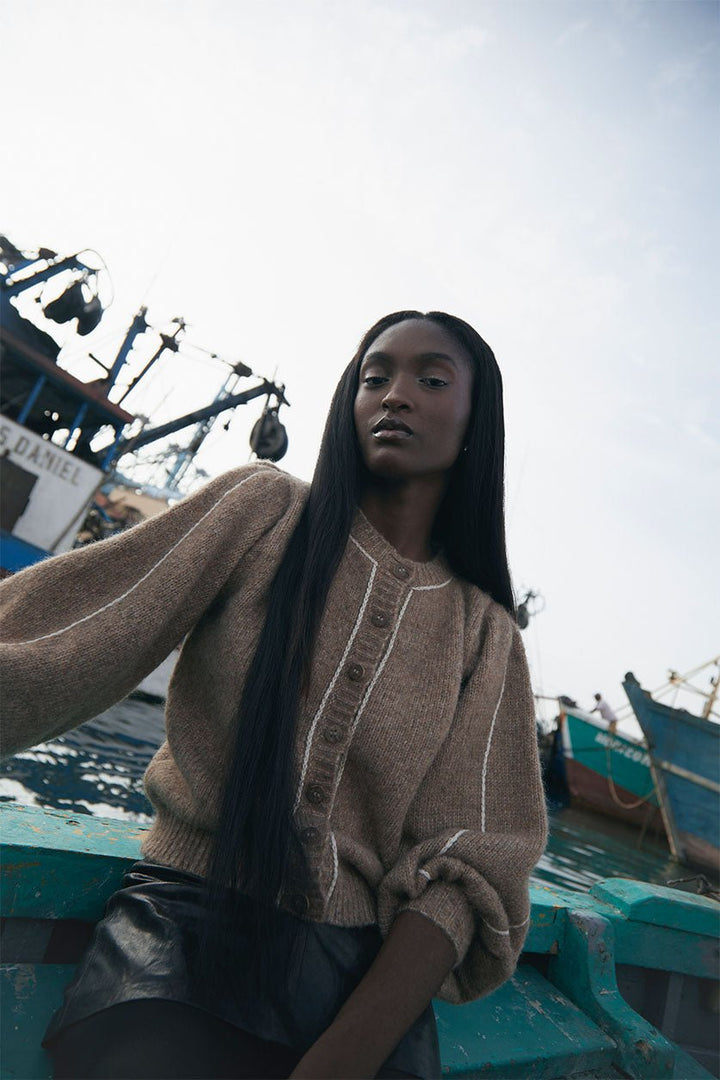 Cardigan Humantay - Light Brown by The Sake Project at White Label Project