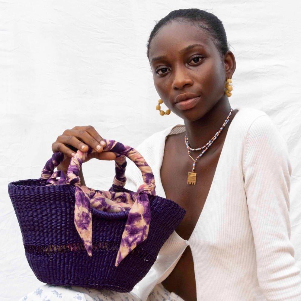 Butterfly Small Bag Purple / Marbled Coral Lining by Aketekete at White Label Project