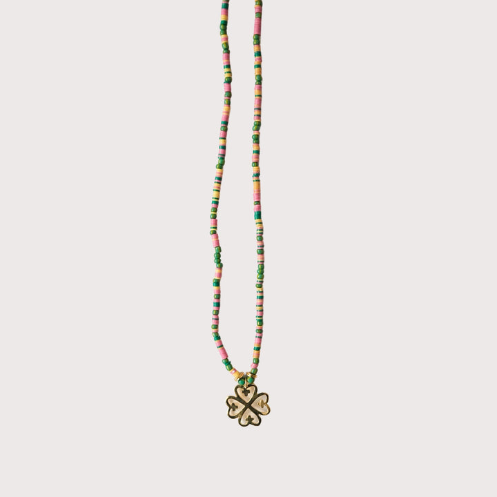 Yina Necklace — Green Burgundy Nkyinkyim by Aketekete at White Label Project
