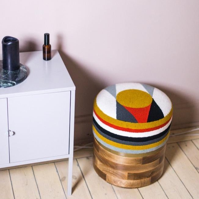 Guajira Cósmica Stool — Beige / Yellow by Atlas at White Label Project