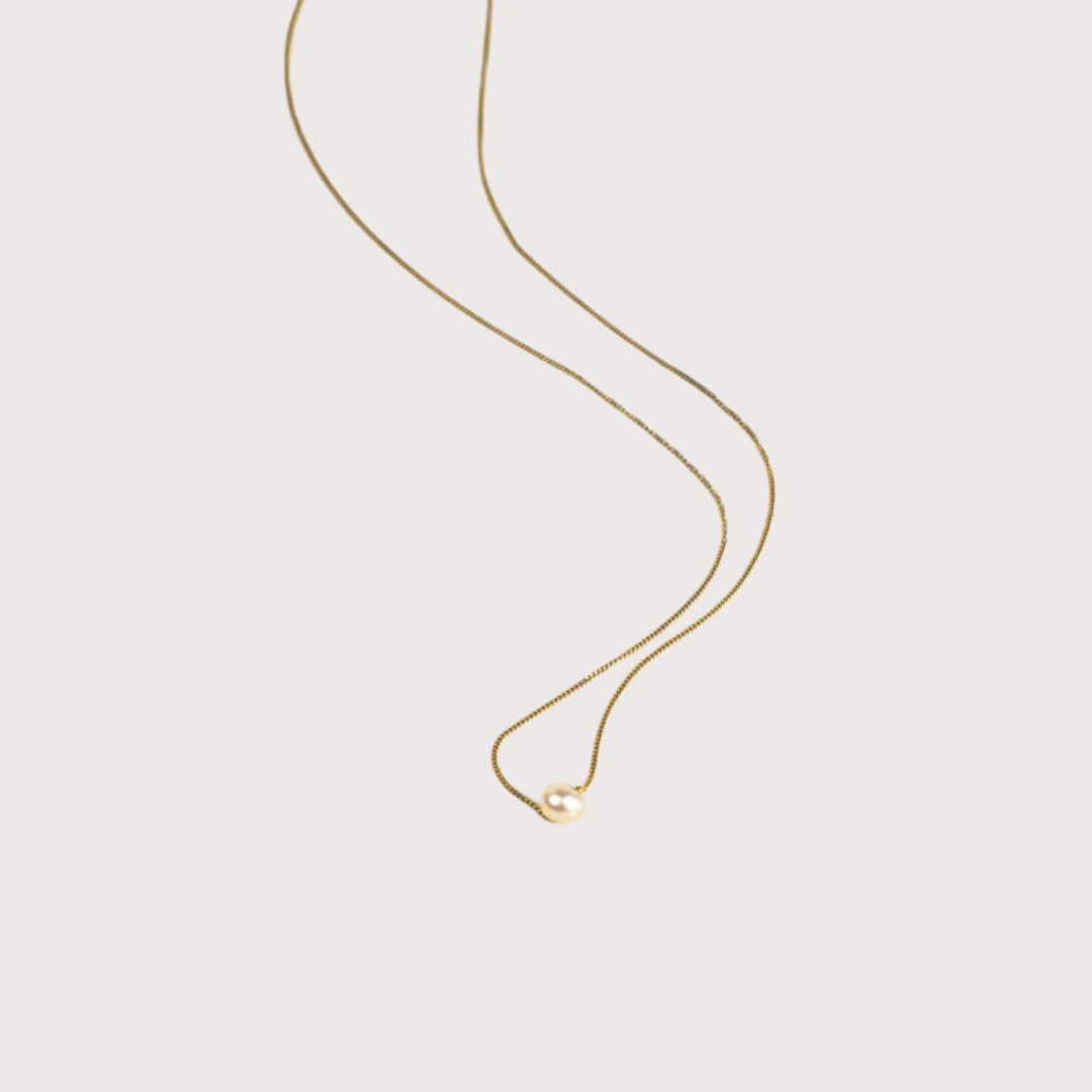 Dainty Peach Pearl Necklace by Lorne at White Label Project