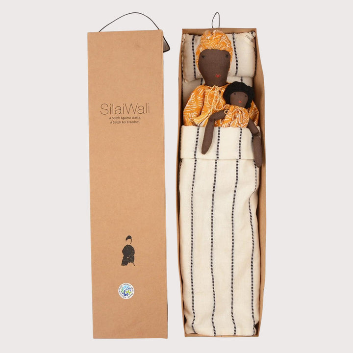 Soumba Mum & Mini Doll - Orange by Silaiwali at White Label Project