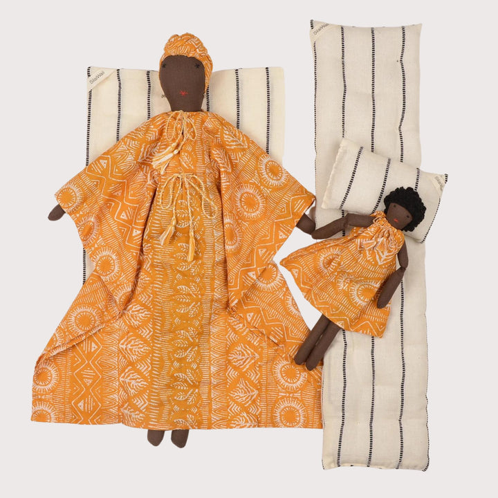 Soumba Mum & Mini Doll - Orange by Silaiwali at White Label Project