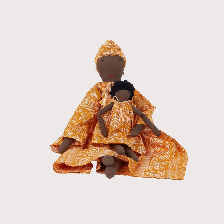 Soumba Mum & Mini Doll - Orange by Silaiwali at White Label Project