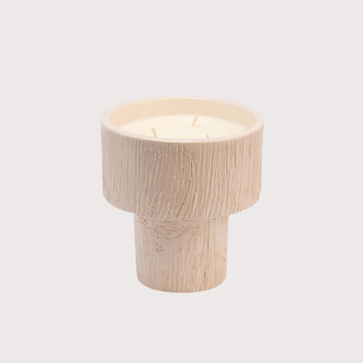 White Ribbed Coupe Candle