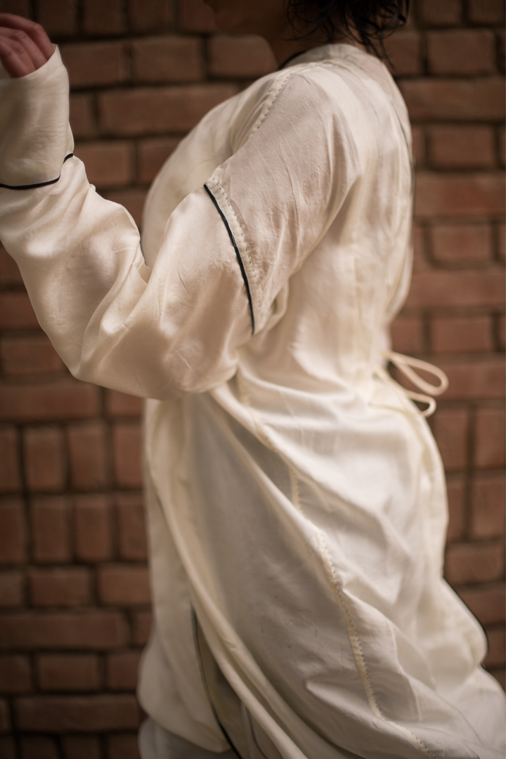 Fold Silk Dress - White