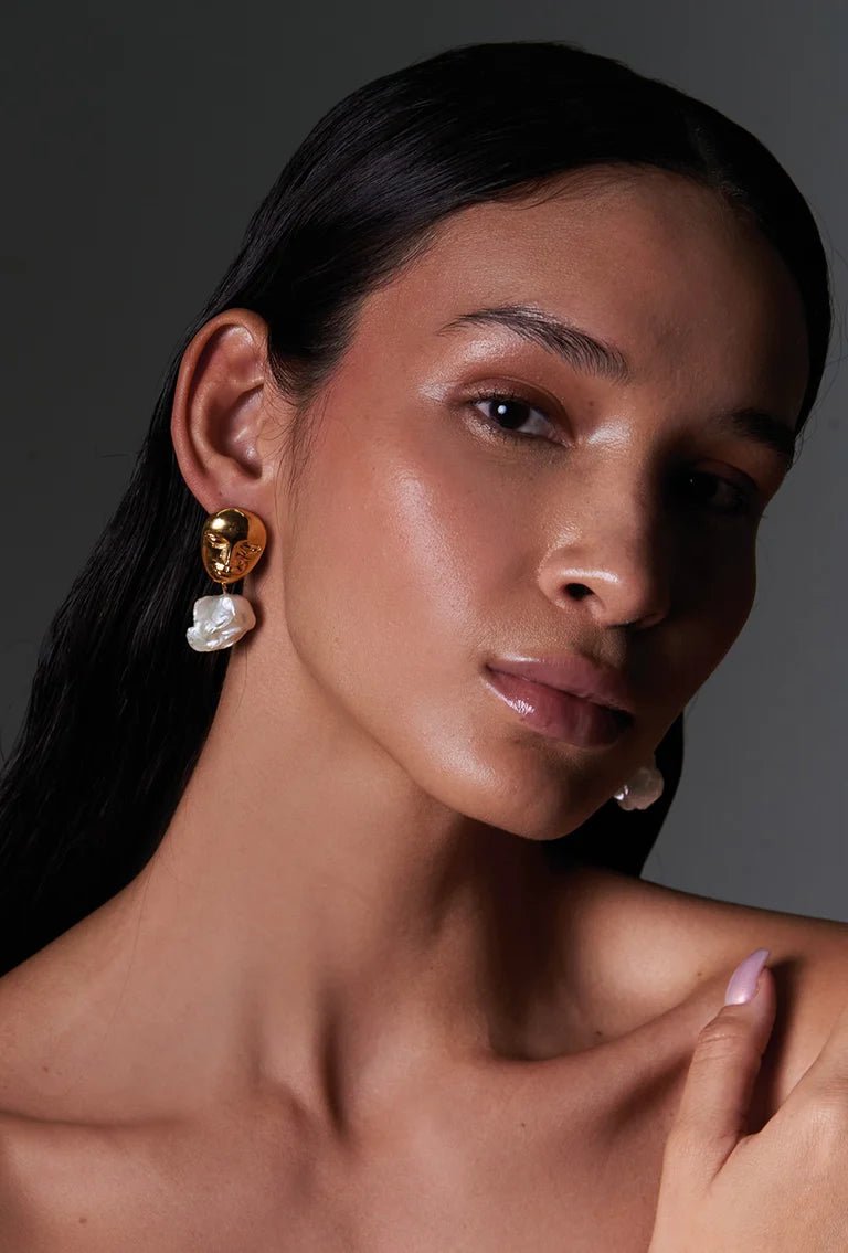 Georgette Earrings - Gold by Alejandra de Coss at White Label Project