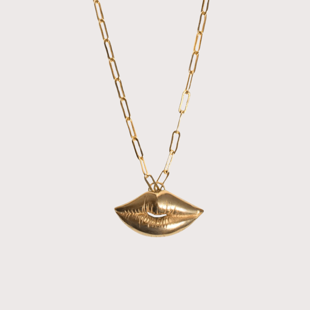 Link - Chain Lips Necklace - Gold by Alejandra de Coss at White Label Project