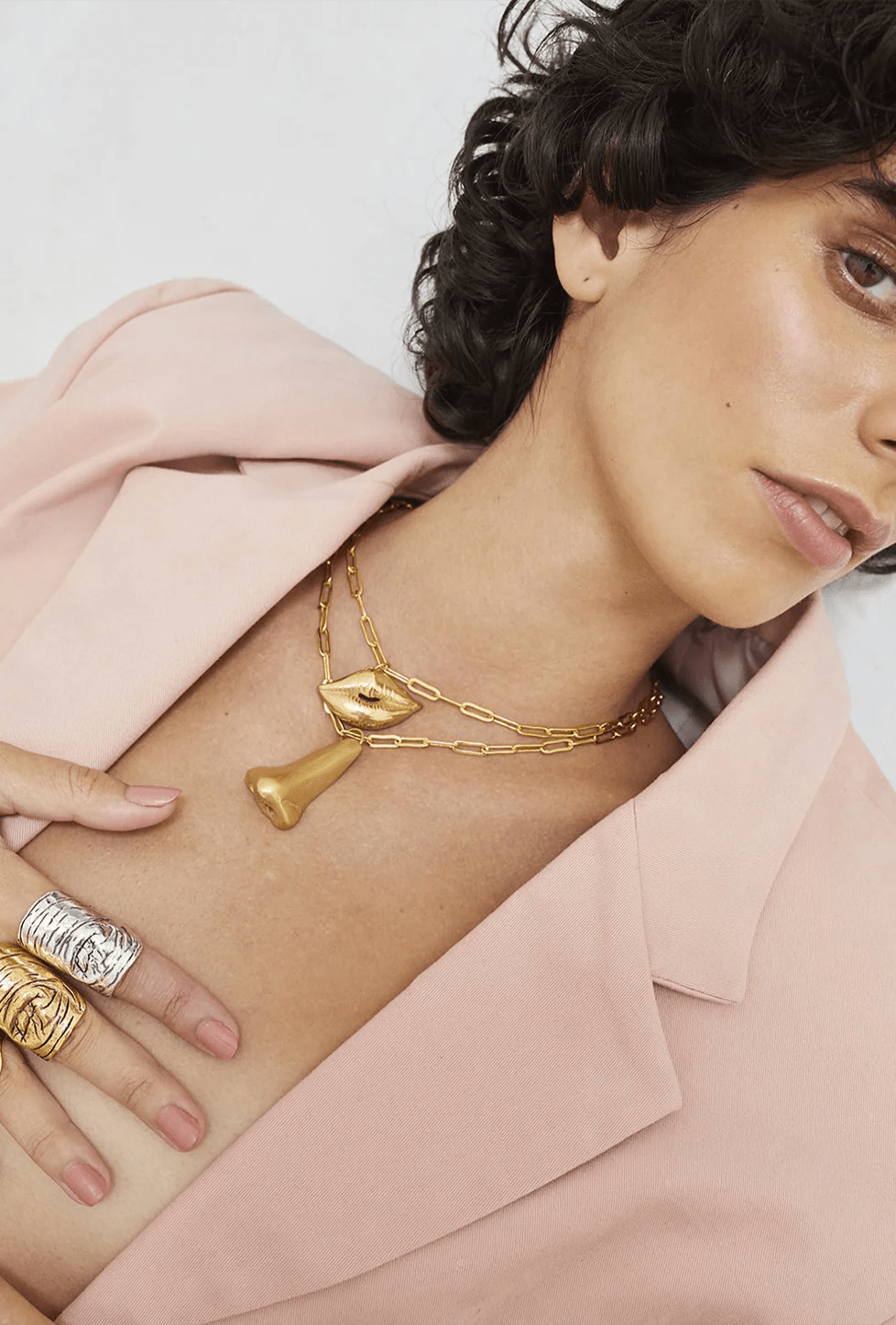 Link - Chain Nose Necklace - Gold by Alejandra de Coss at White Label Project