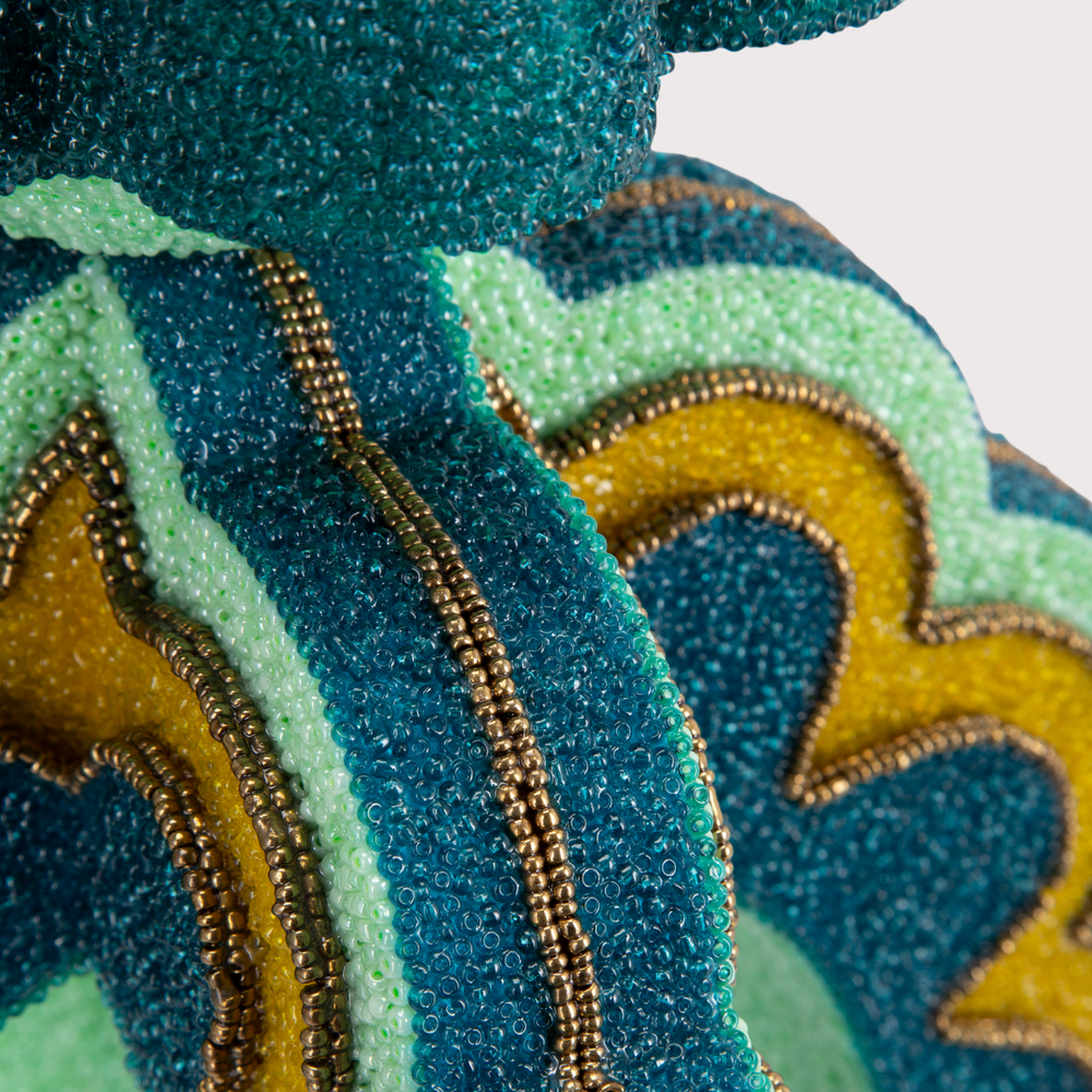 Purna Tara Vase Sculptural Large - Teal by Ananta Design Studio at White Label Project