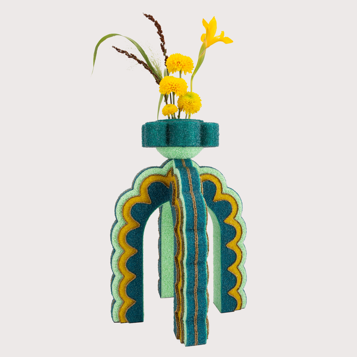 Purna Tara Vase Sculptural Large - Teal by Ananta Design Studio at White Label Project