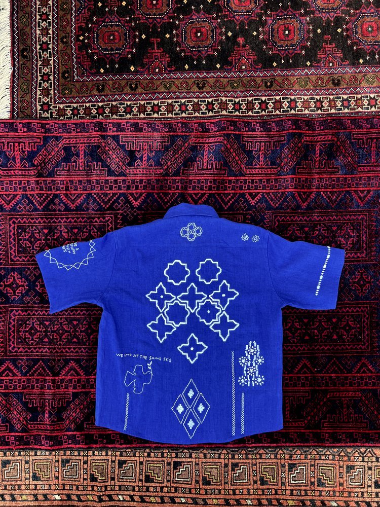 Hopeful Short Sleeves Shirt - Blue by Artijaan at White Label Project