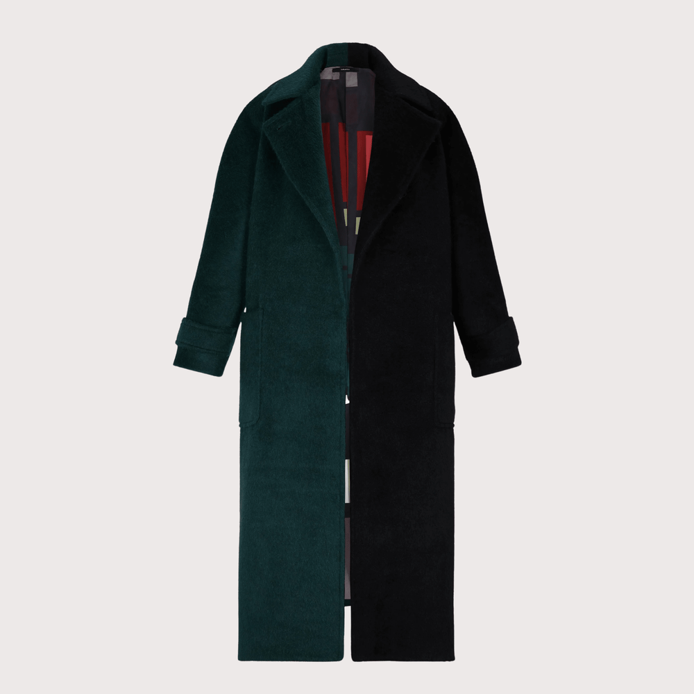 Bicolor Alpaca Coat - Green by Balkanica at White Label Project