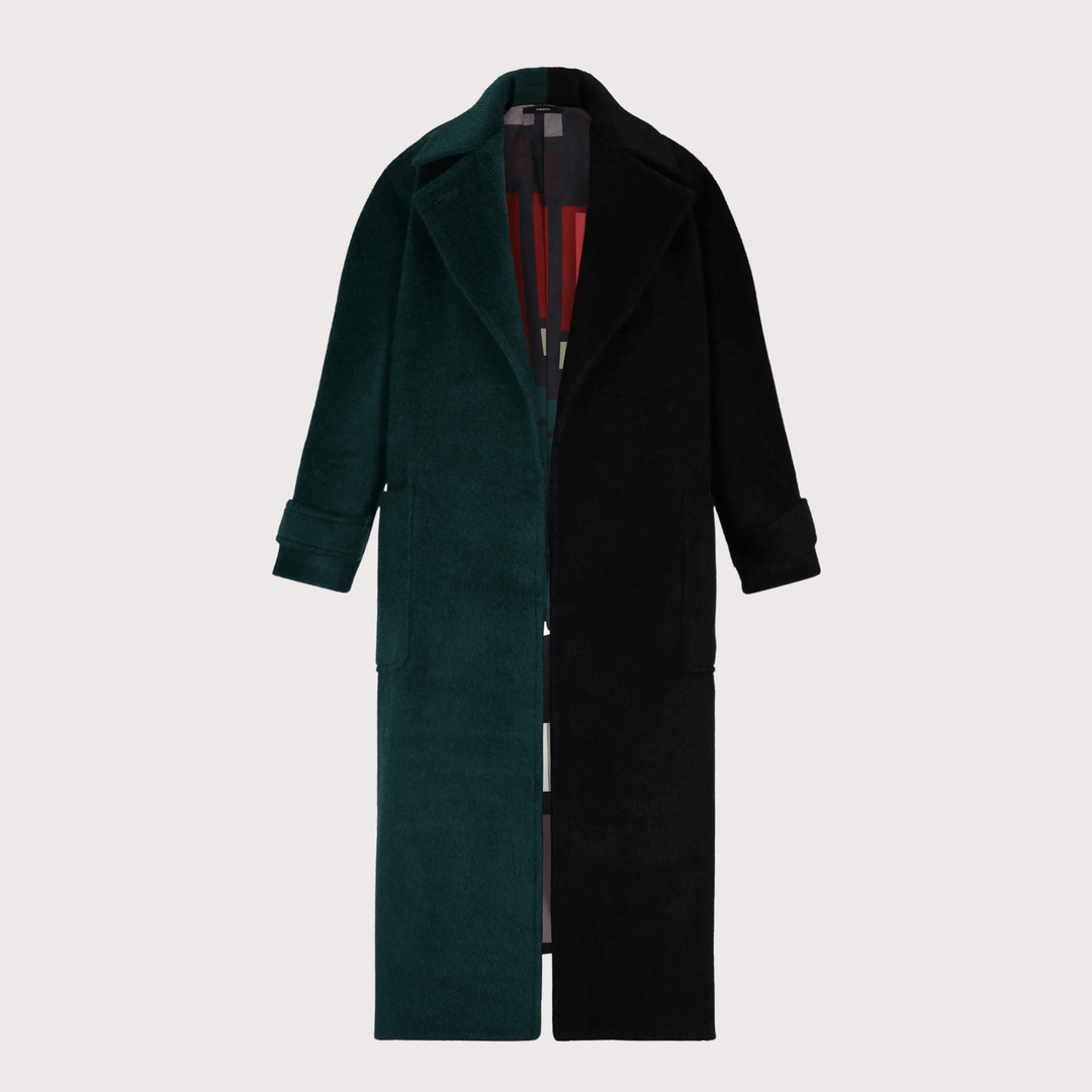 Bicolor Alpaca Coat - Green by Balkanica at White Label Project