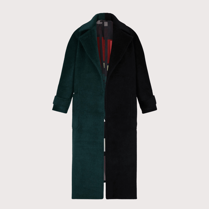 Bicolor Alpaca Coat - Green by Balkanica at White Label Project