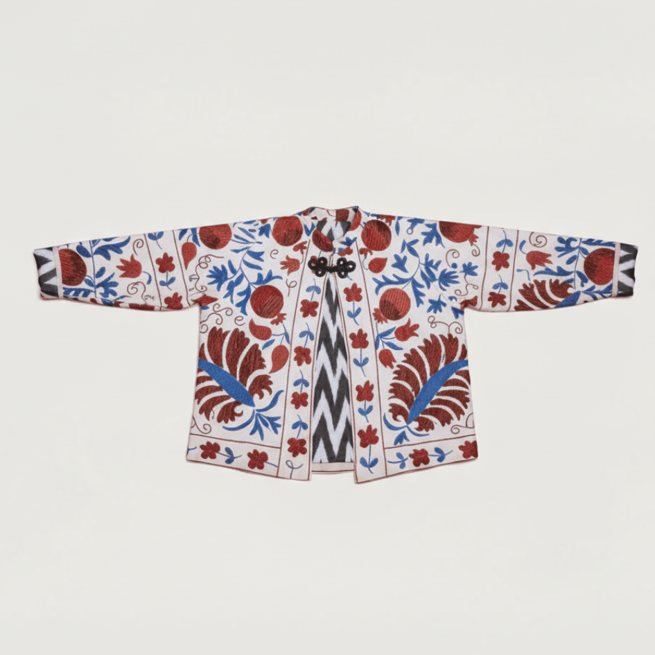 Can Suzani Jacket - Blue/Red by Bazaar Rumi at White Label Project