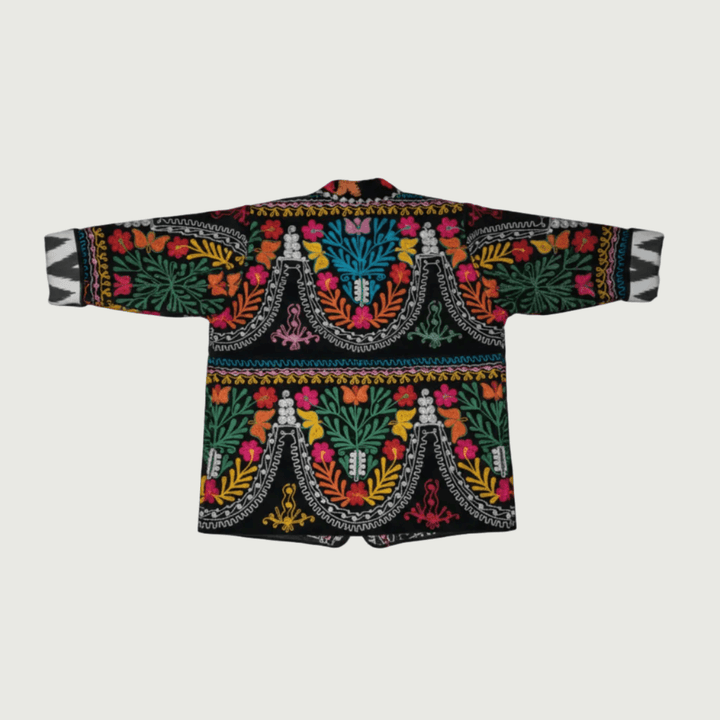 Oya Suzani and Ikat Velvet Jacket by Bazaar Rumi at White Label Project