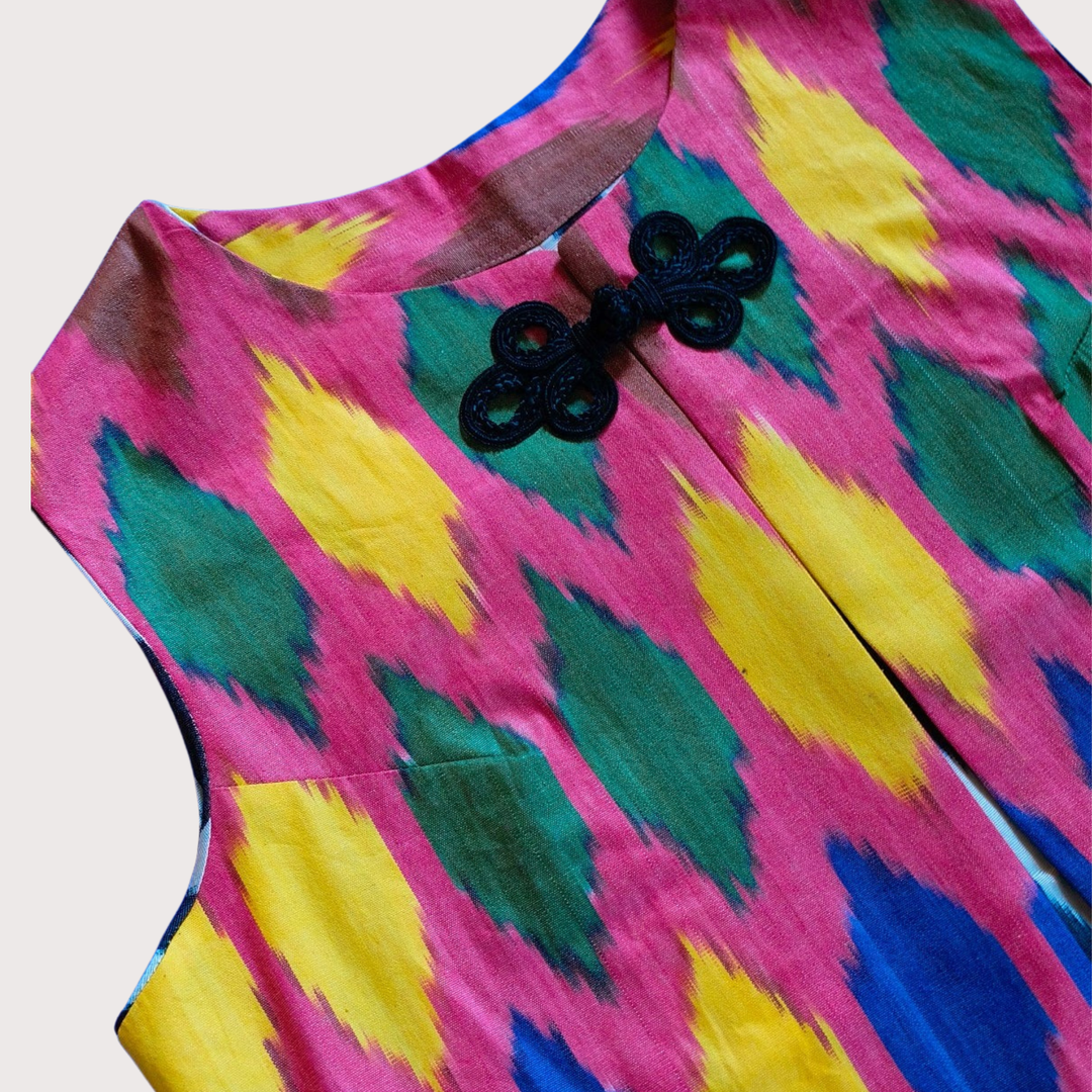 Rumi Ikat Gilet - Pink by Bazaar Rumi at White Label Project