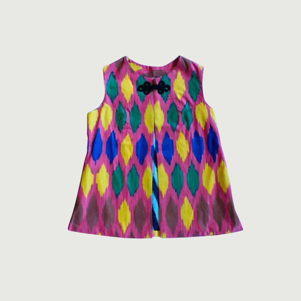 Rumi Ikat Gilet - Pink by Bazaar Rumi at White Label Project