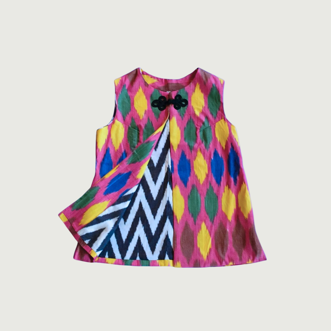 Rumi Ikat Gilet - Pink by Bazaar Rumi at White Label Project