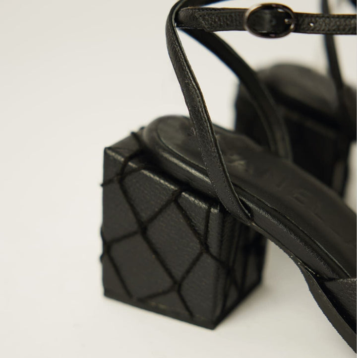 Macrame Heels - Black by Canella at White Label Project
