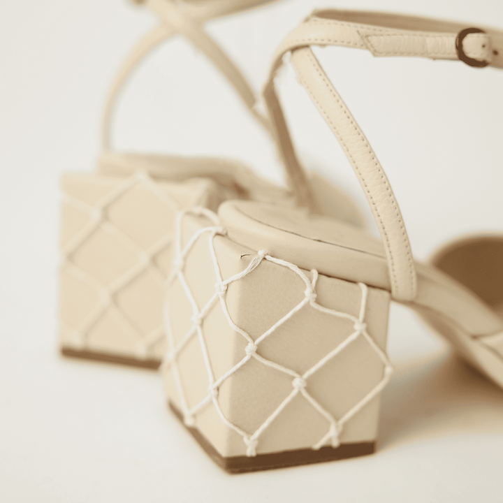 Macrame Heels - Cream by Canella at White Label Project