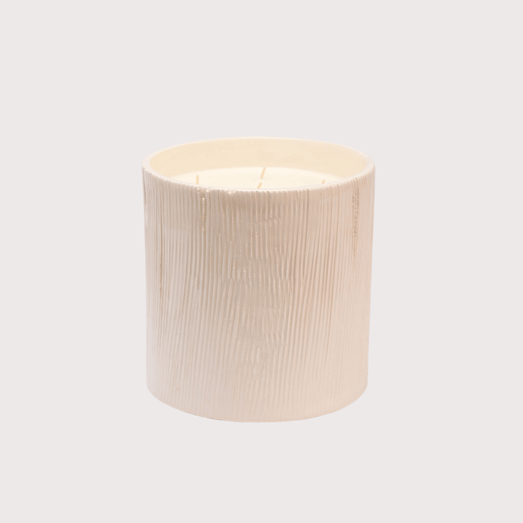 Ribbed White Ceramic Candle by Côté Bougie at White Label Project