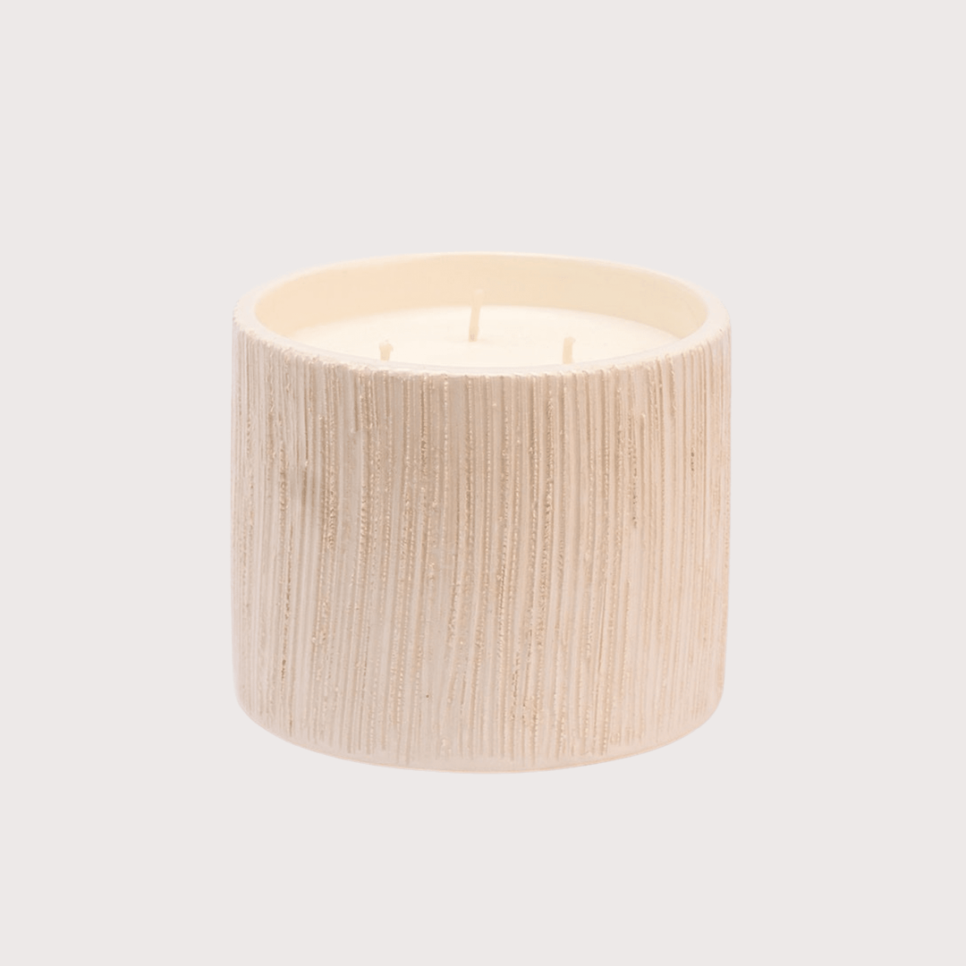 Ribbed White Ceramic Candle by Côté Bougie at White Label Project